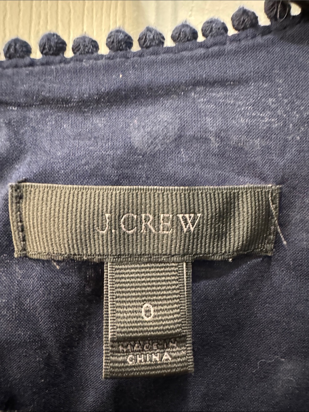 J Crew Navy Dress with White Polka Dot Trim - Picture 3 of 3